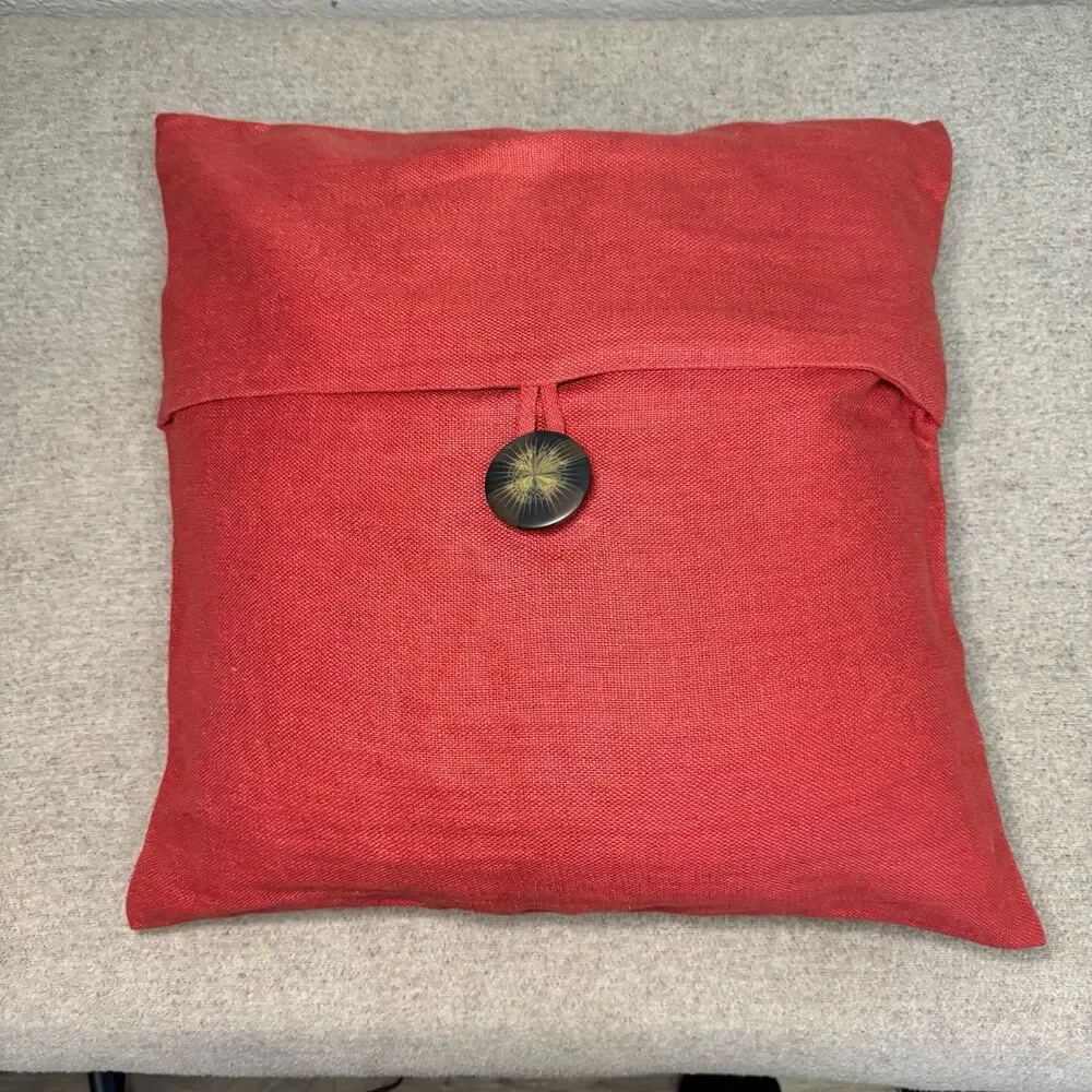 Pottery Barn Linen Shams Set of 3 Throw Pillow 18x18 Red Decorative Farmhouse